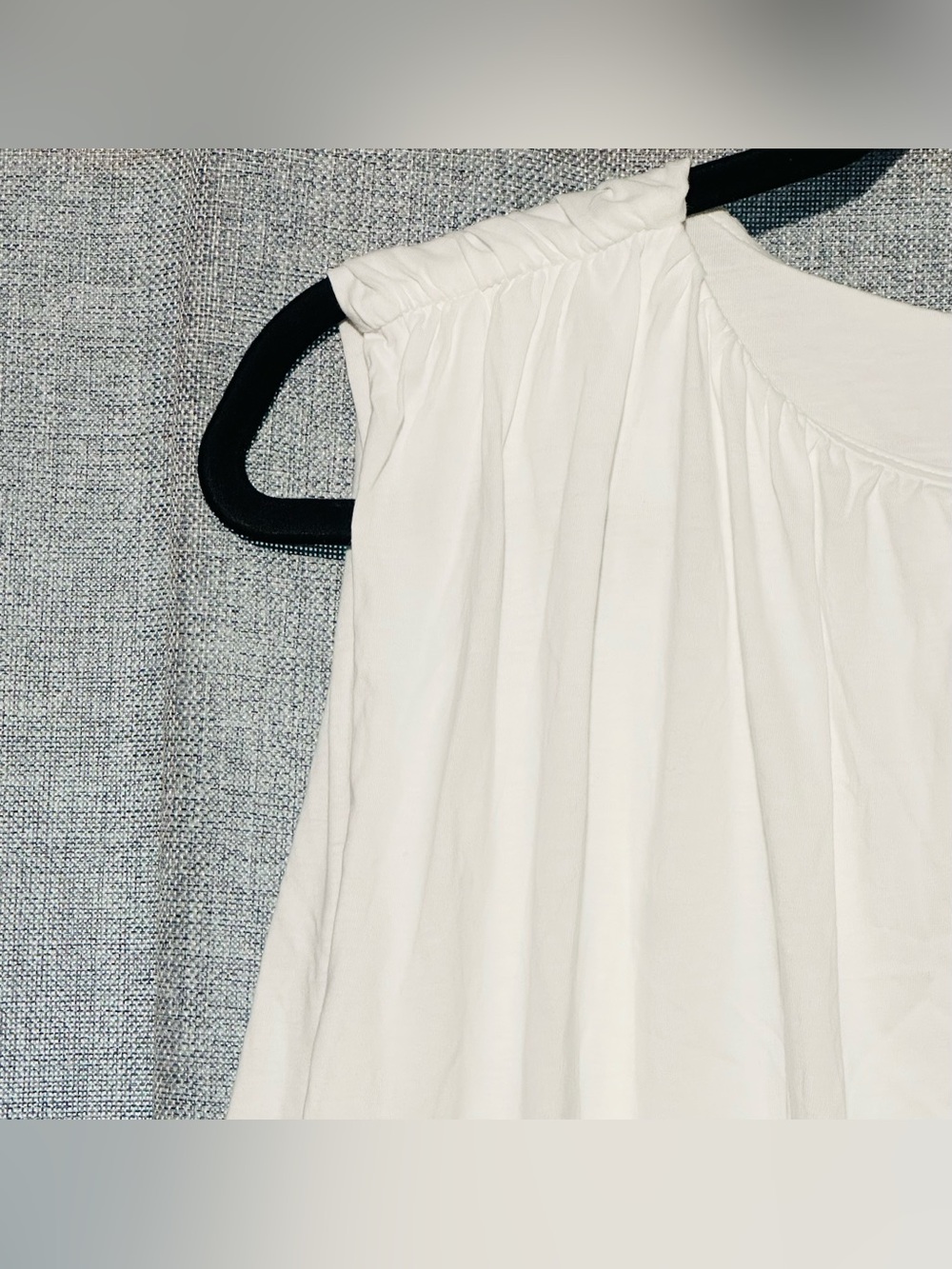 LOFT 100% Cotton White Sleeveless Bubble-Hem Boho Minimalist Blouse, Size Medium - Picture 4 of 8